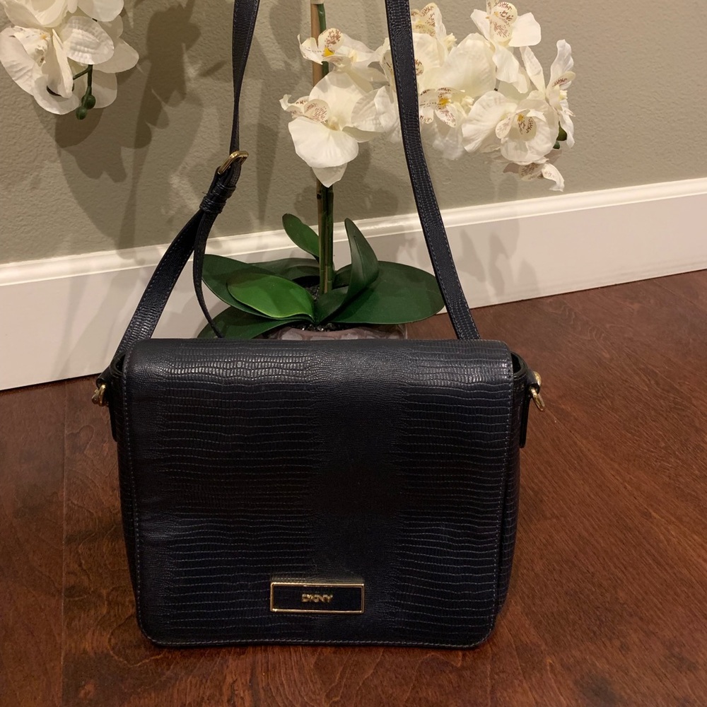 DKNY Navy Leather Crossbody Bag